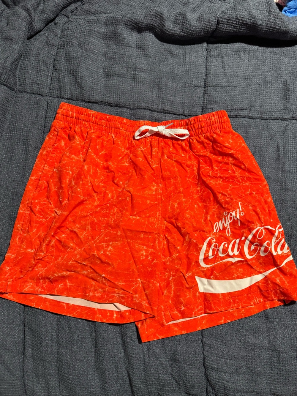 chubbies Bright Red Swim Trunks with White Accents